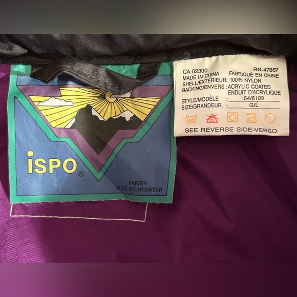 Vintage 1980s ISPO Colorblock Windbreaker Neon Pink Purple Black G/L - Picture 6 of 7